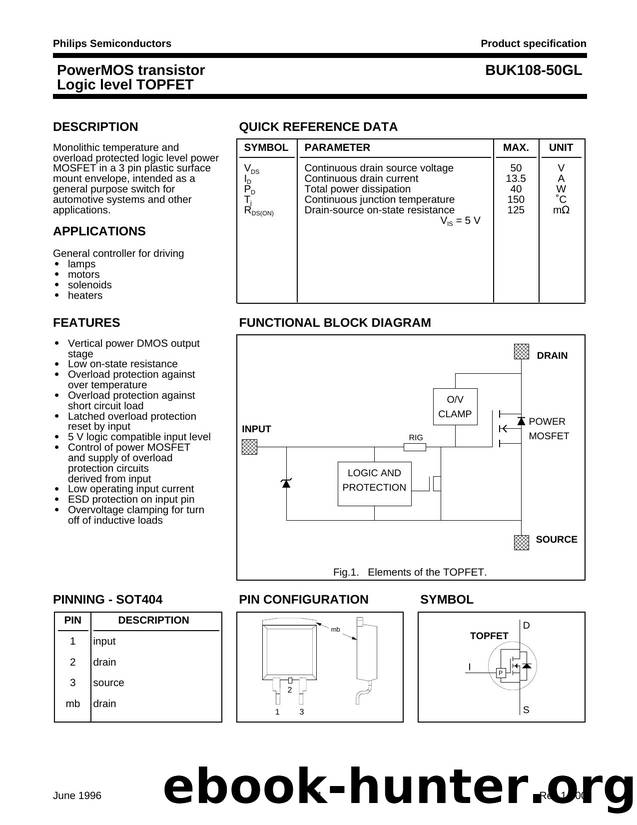 PowerMOS transistor Logic level TOPFET by Philips Semiconductors