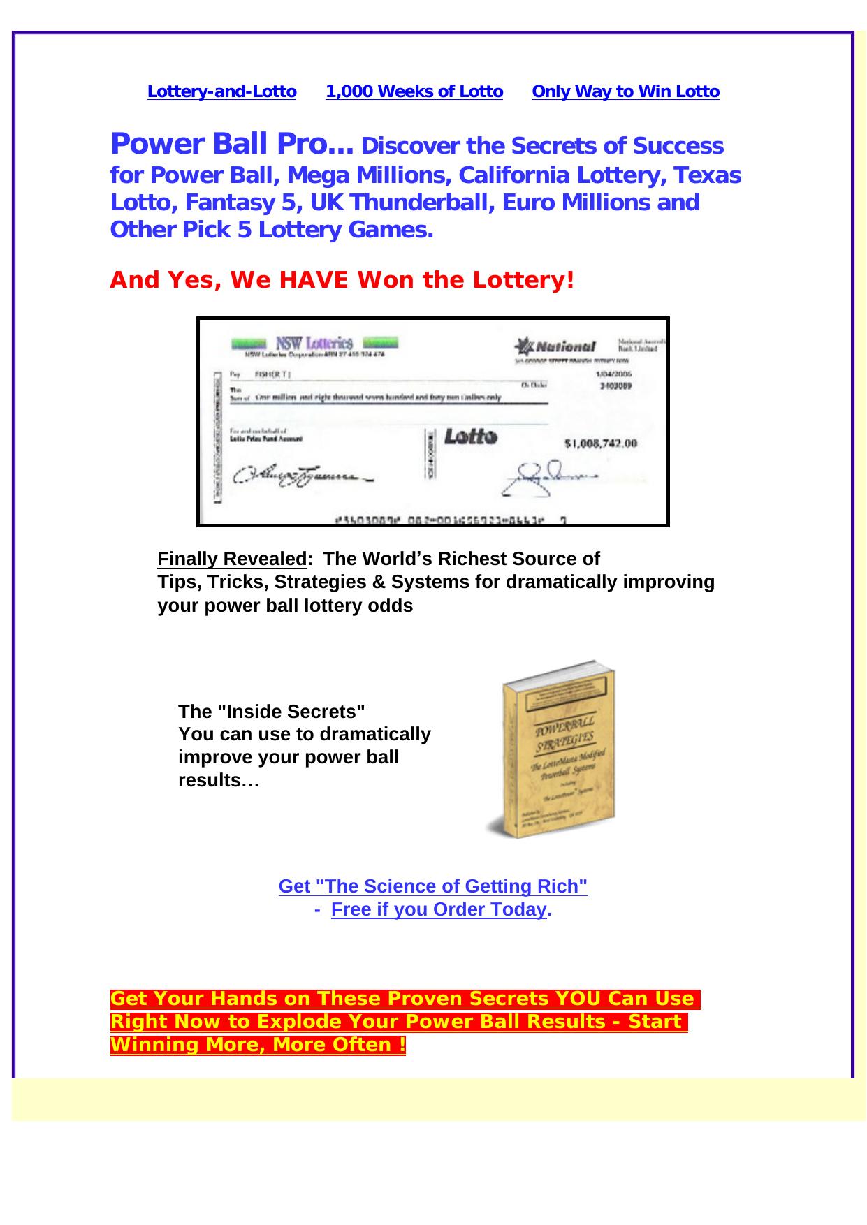 Powerball Pro, Also Mega Millions, Texas Lotto Etc. by Best of Kuszter's Collection