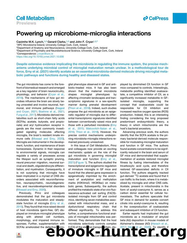 Powering up microbiome-microglia interactions by Caoimhe M.K. Lynch & Gerard Clarke & John F. Cryan