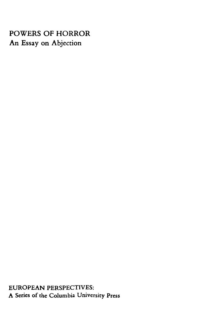 Powers of horror: an essay on abjection by Julia Kristeva