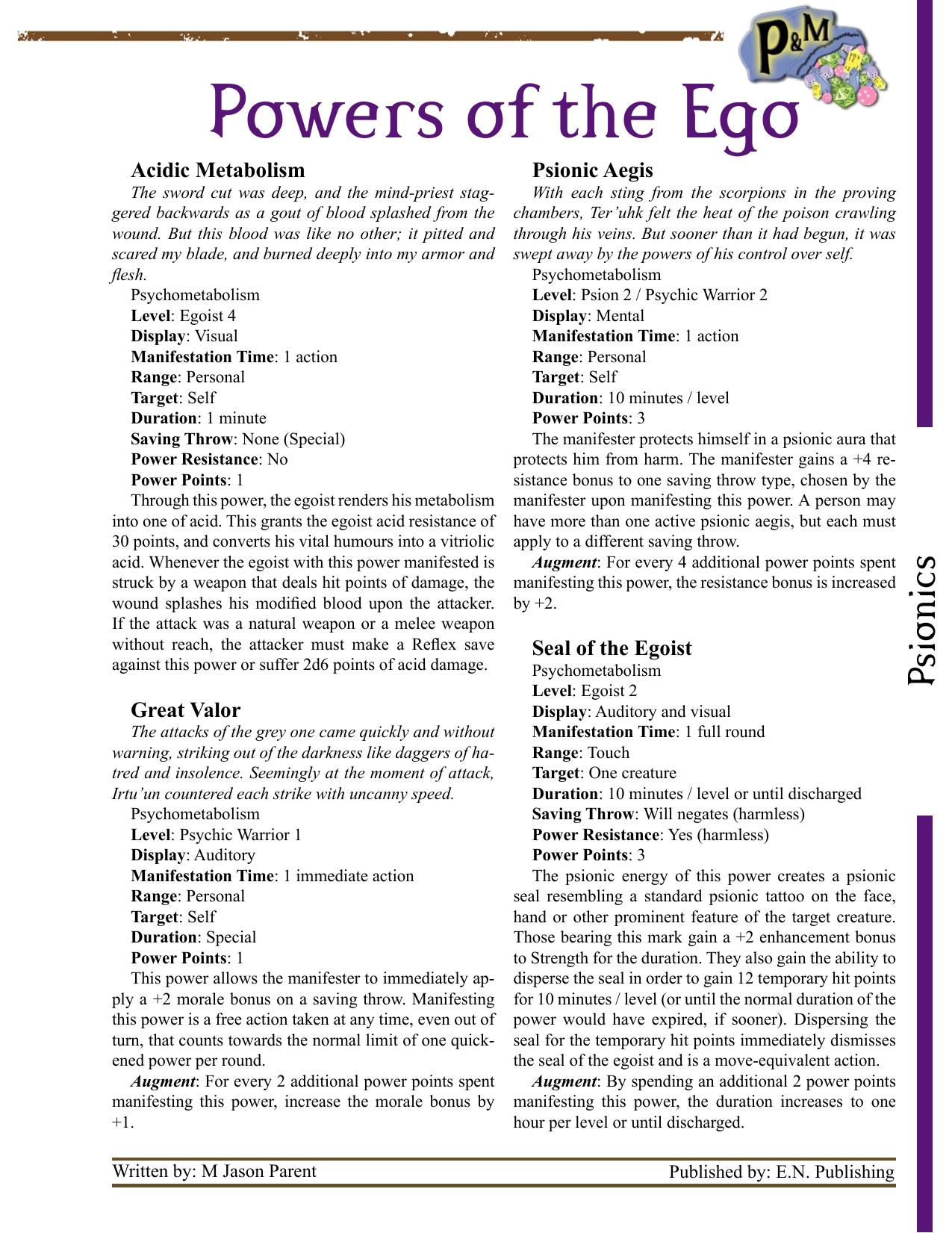 Powers of the Ego by E.N. Publishing