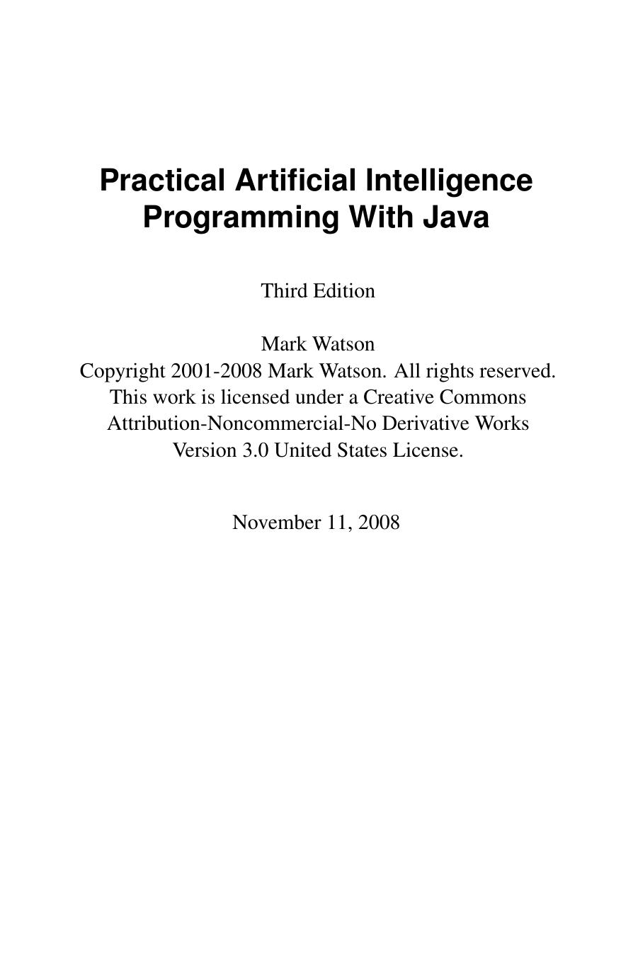 Practical Artificial Intelligence with Java by Unknown
