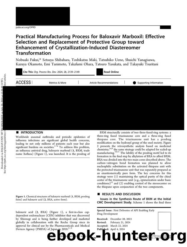 Practical Manufacturing Process for Baloxavir Marboxil: Effective Selection and Replacement of Protective Group toward Enhancement of Crystallization-Induced Diastereomer Transformation by unknow