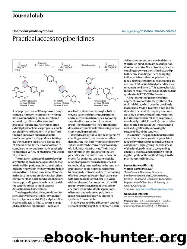 Practical access to piperidines by Lucy A. Harwood & Victoria Barros Metlova
