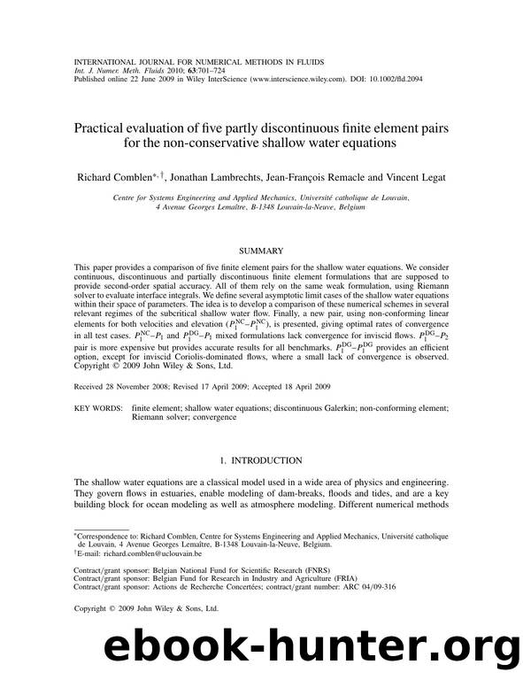 Practical evaluation of five partly discontinuous finite element pairs for the nonconservative shallow water equations by Unknown