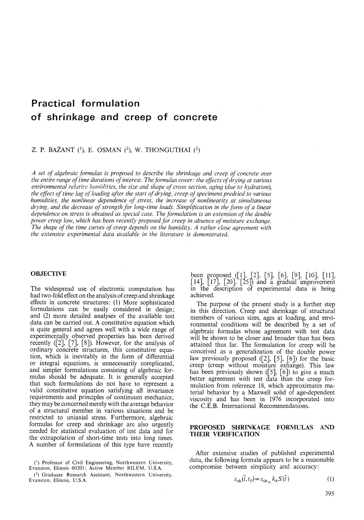 Practical formulation of shrinkage and creep of concrete by Unknown