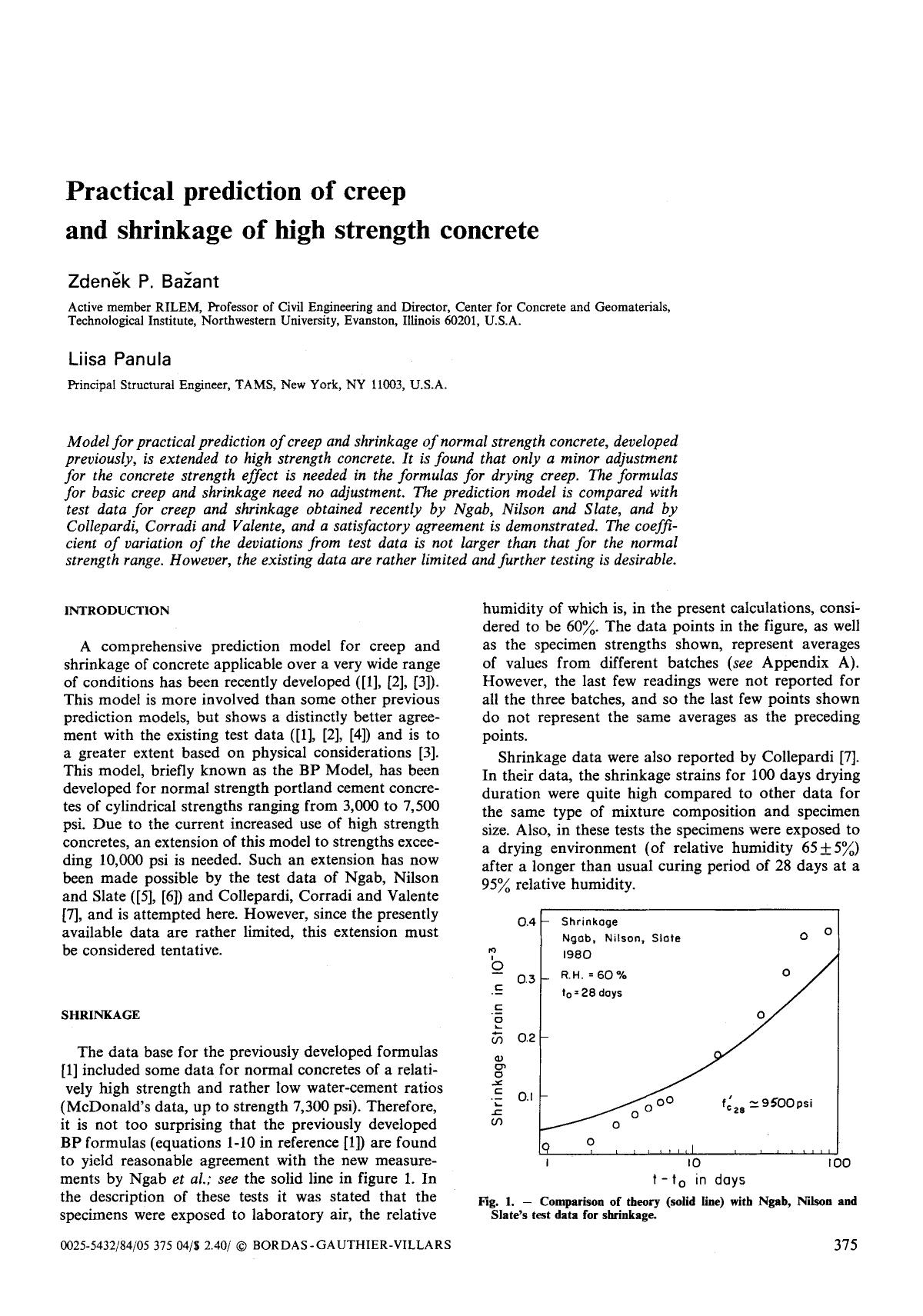Practical prediction of creep and shrinkage of high strength concrete by Unknown