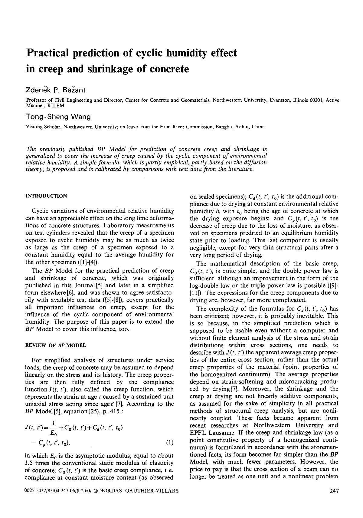 Practical prediction of cyclic humidity effect in creep and shrinkage of concrete by Unknown