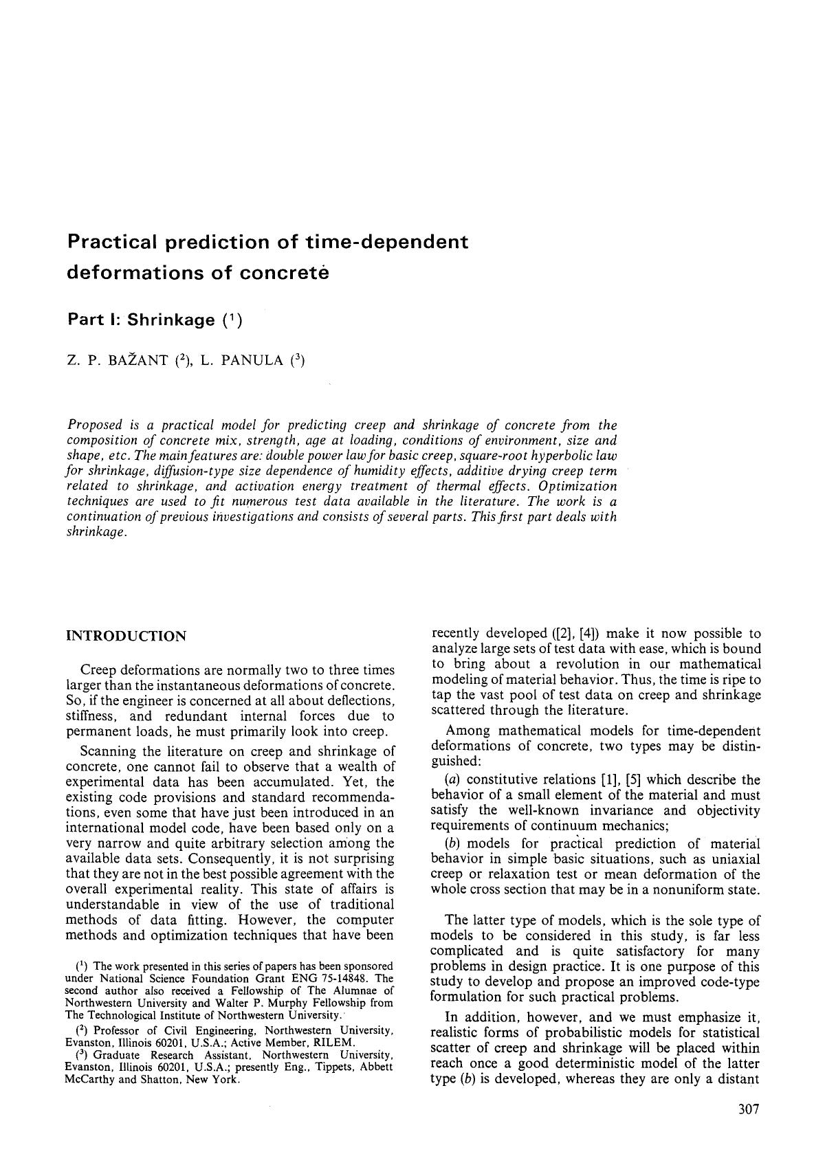 Practical prediction of time-dependent deformations of concrete by Unknown