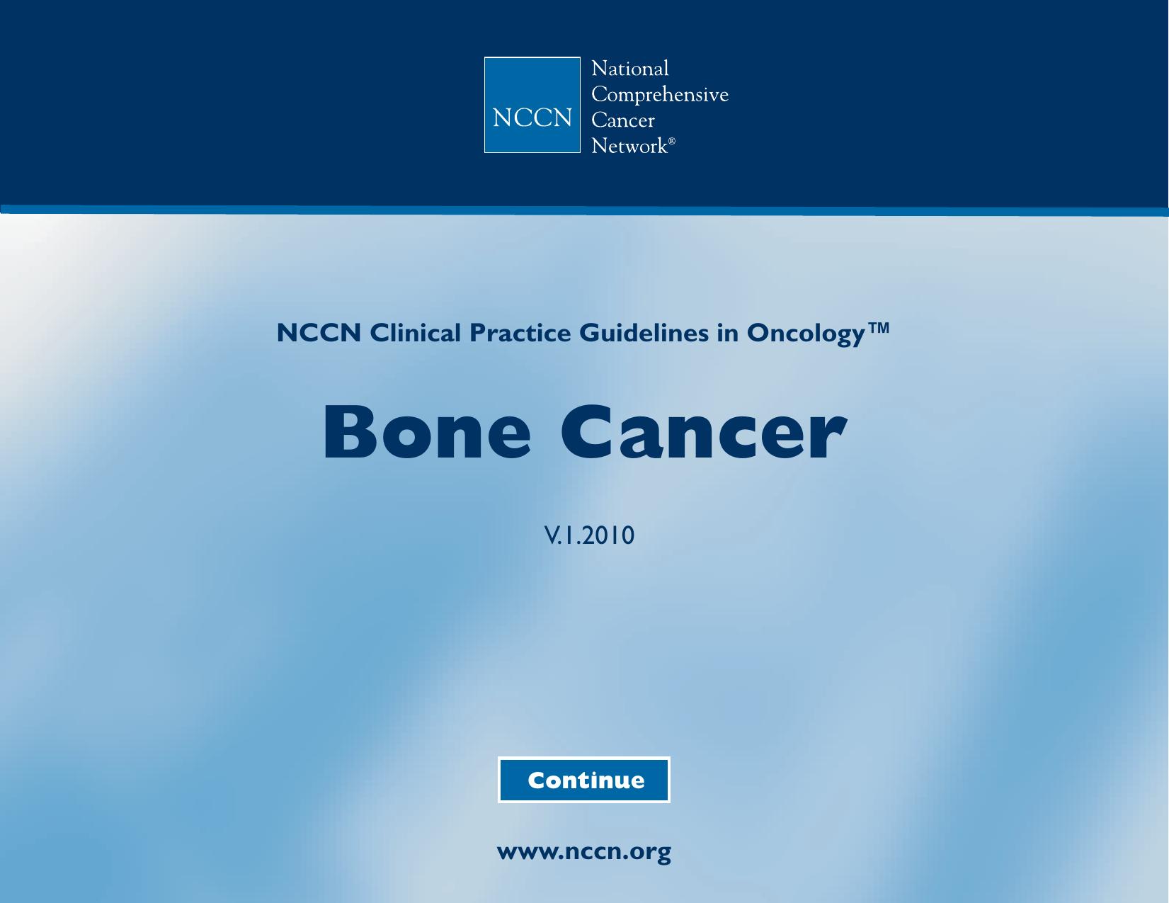 Practice Guidelines in Oncology - Bone Cancer by The National Comprehensive Cancer Network