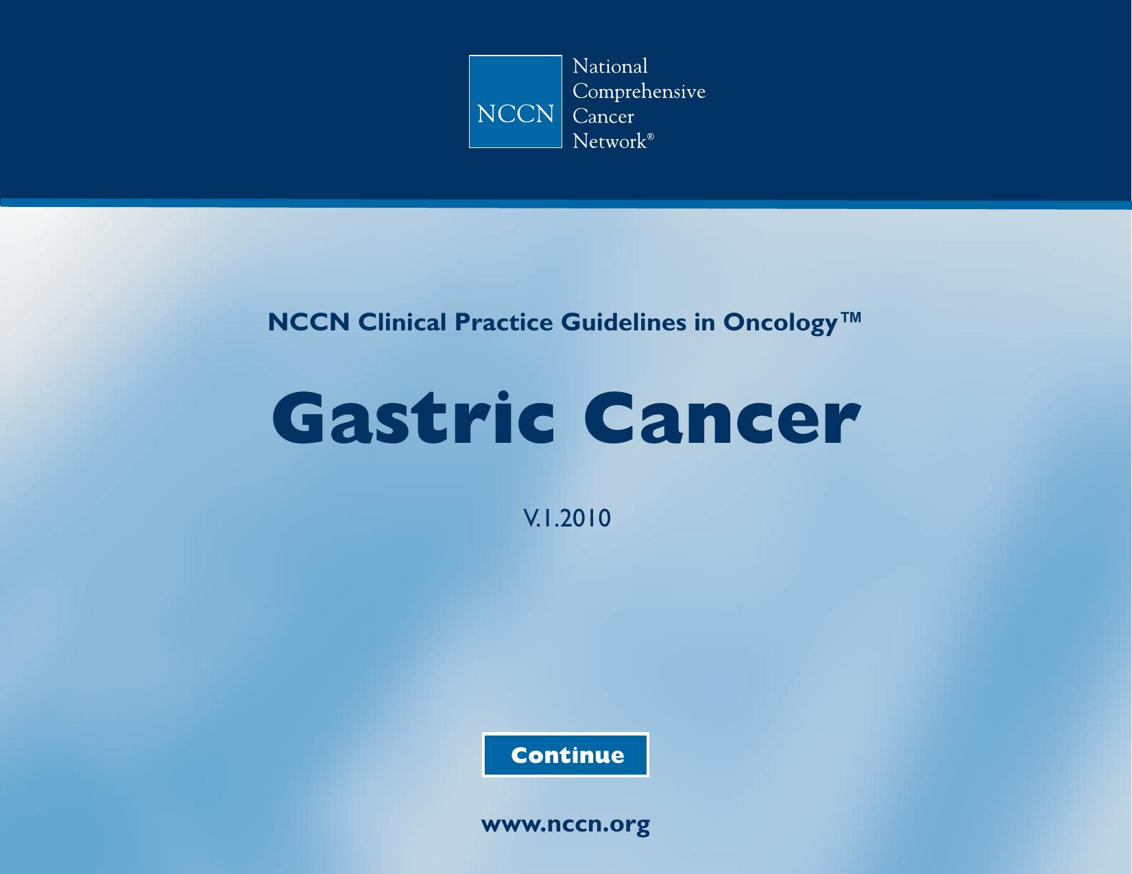 Practice Guidelines in Oncology - Gastric Cancer by The National Comprehensive Cancer Network