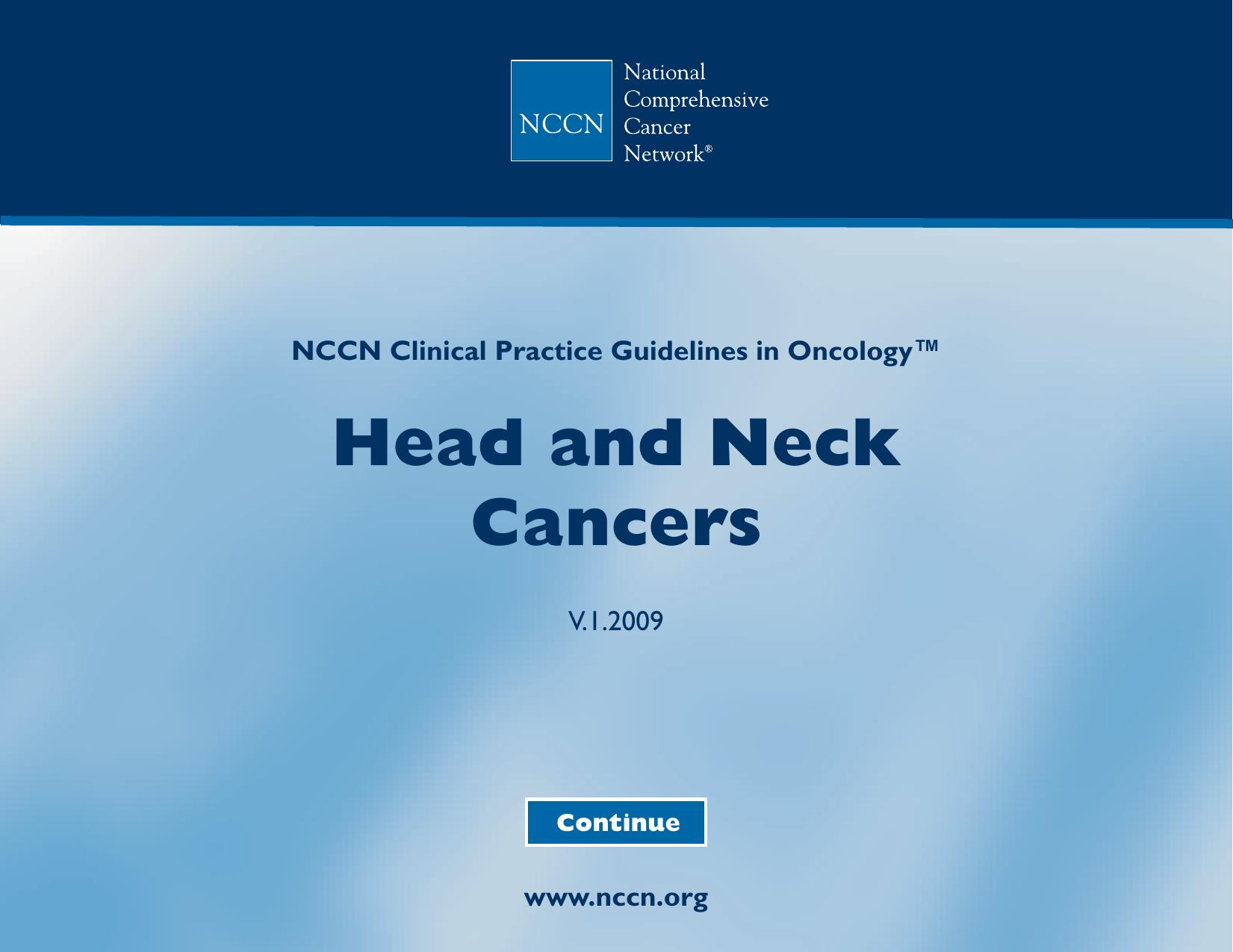 Practice Guidelines in Oncology - Head and Neck Cancers by The National Comprehensive Cancer Network