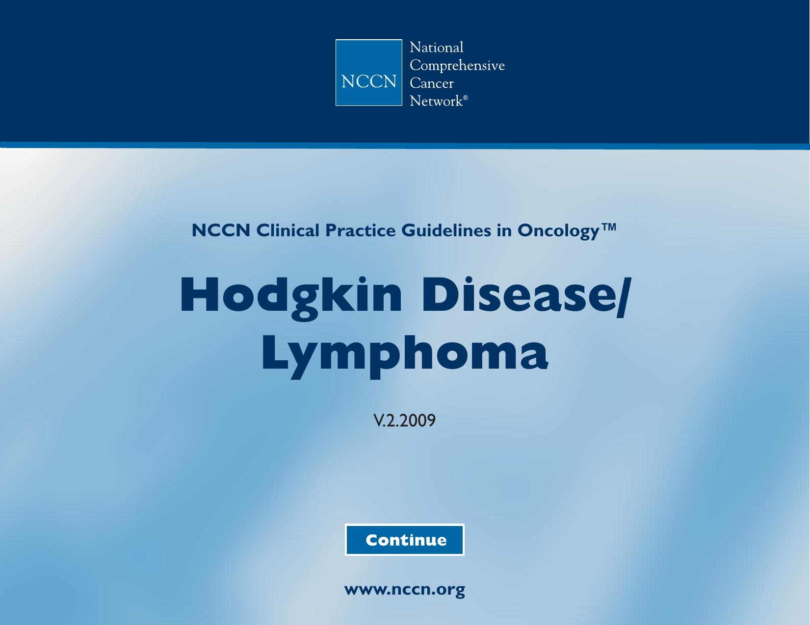 Practice Guidelines in Oncology - Hodgkin's Disease by The National Comprehensive Cancer Network