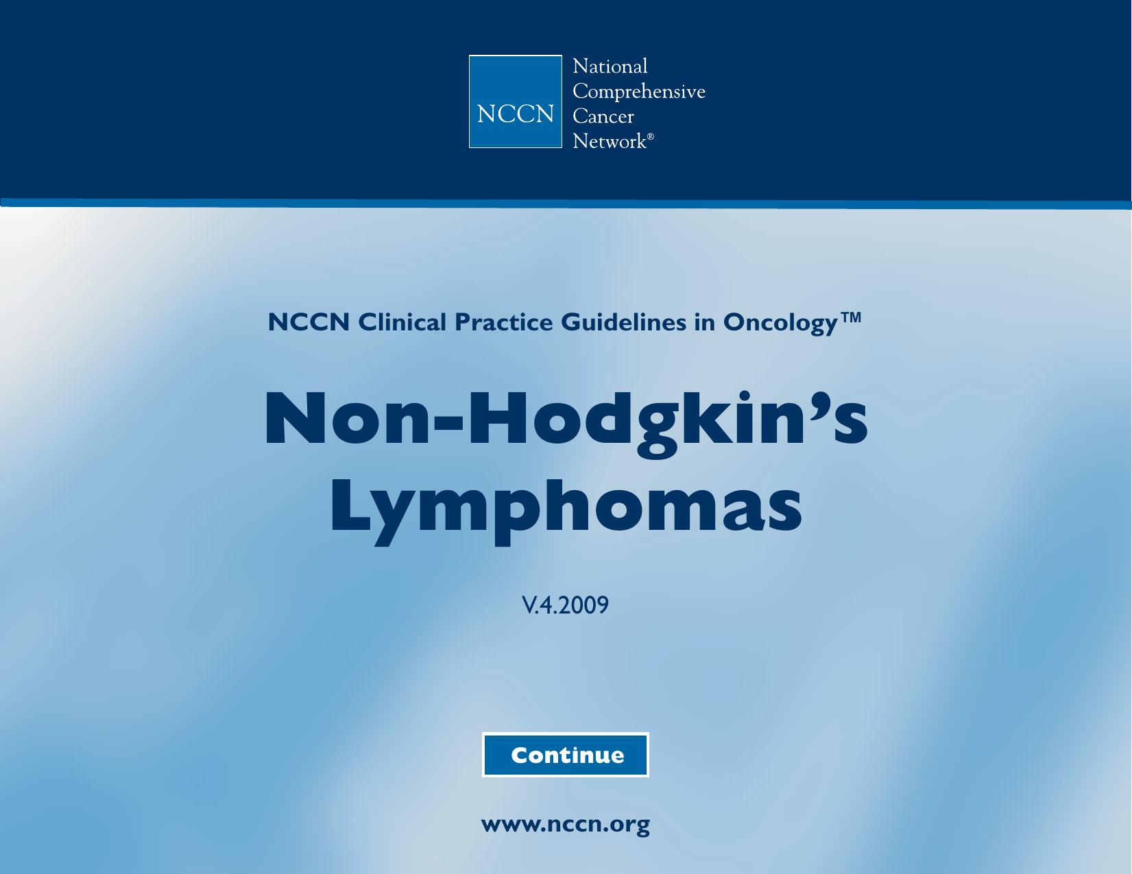 Practice Guidelines in Oncology - Non-Hodgkinâs Lymphoma by The National Comprehensive Cancer Network