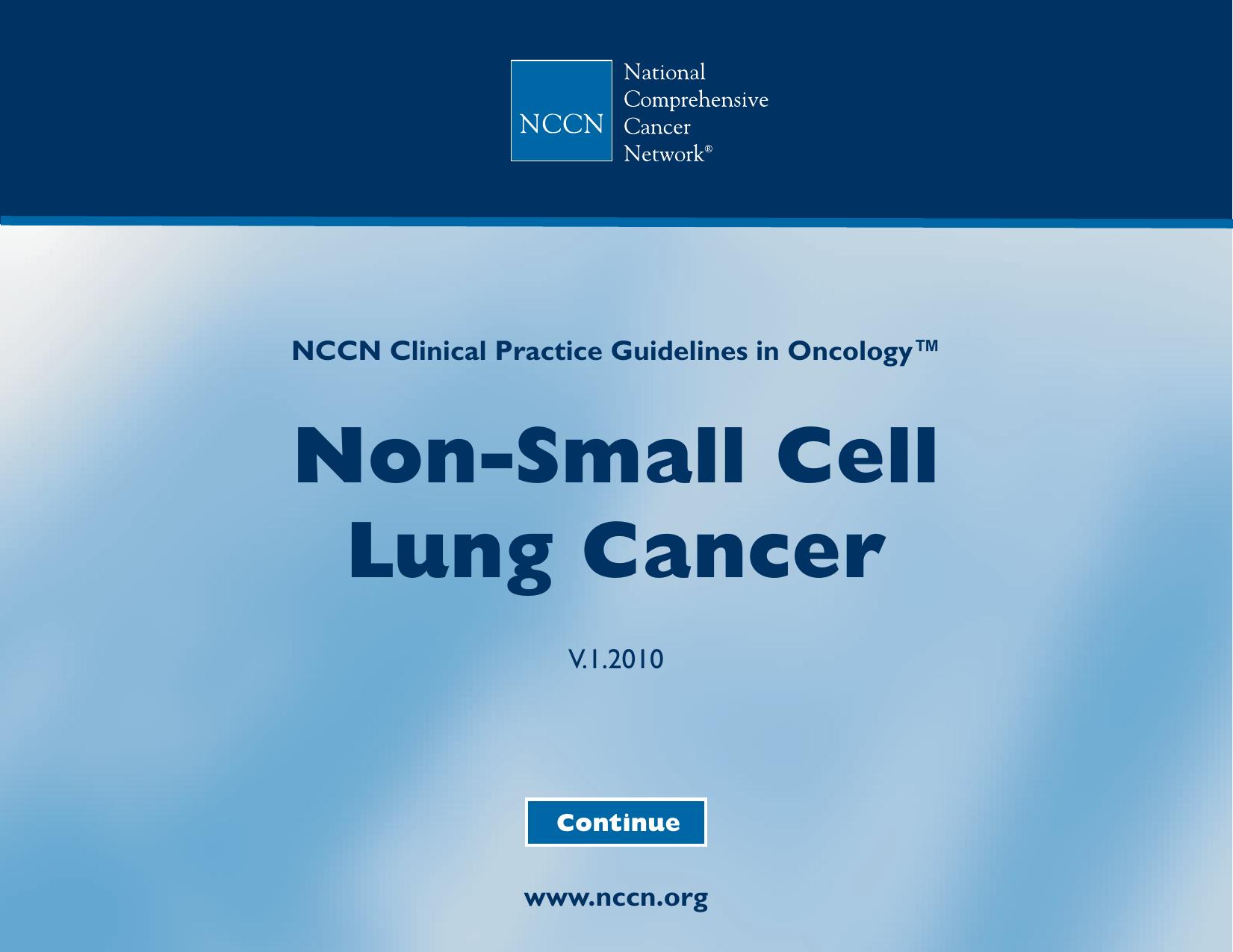 Practice Guidelines in Oncology - Non-Small Cell Lung Cancer by The National Comprehensive Cancer Network