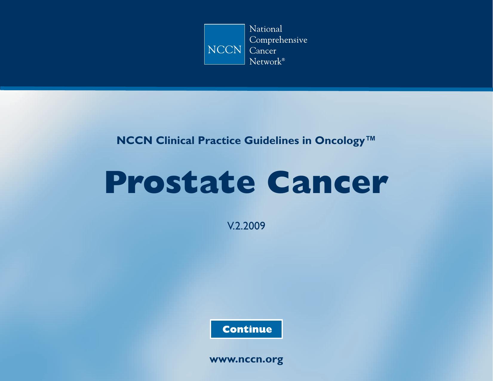 Practice Guidelines in Oncology - Prostate Cancer by The National Comprehensive Cancer Network