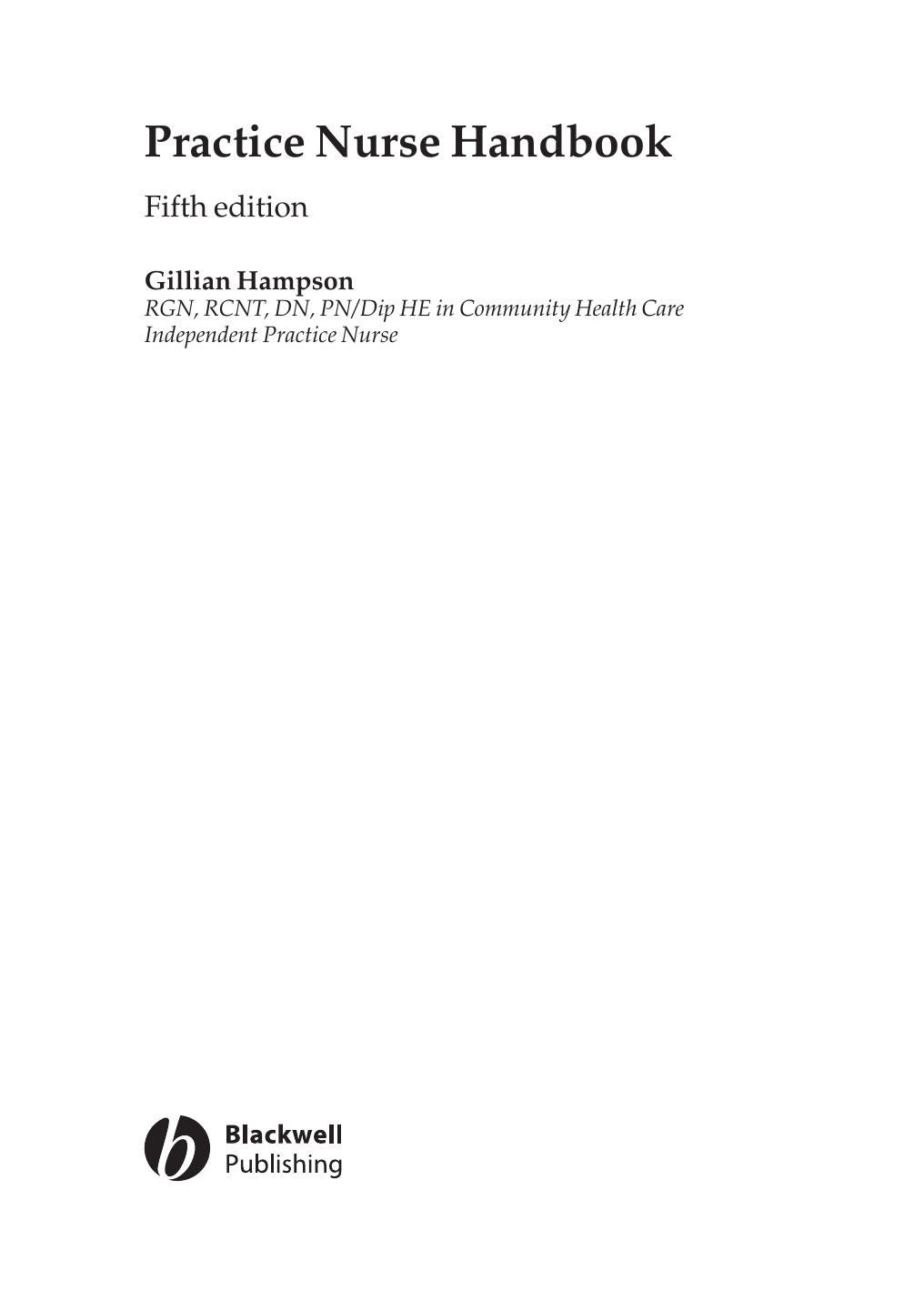 Practice Nurse Handbook by Gillian Hampson