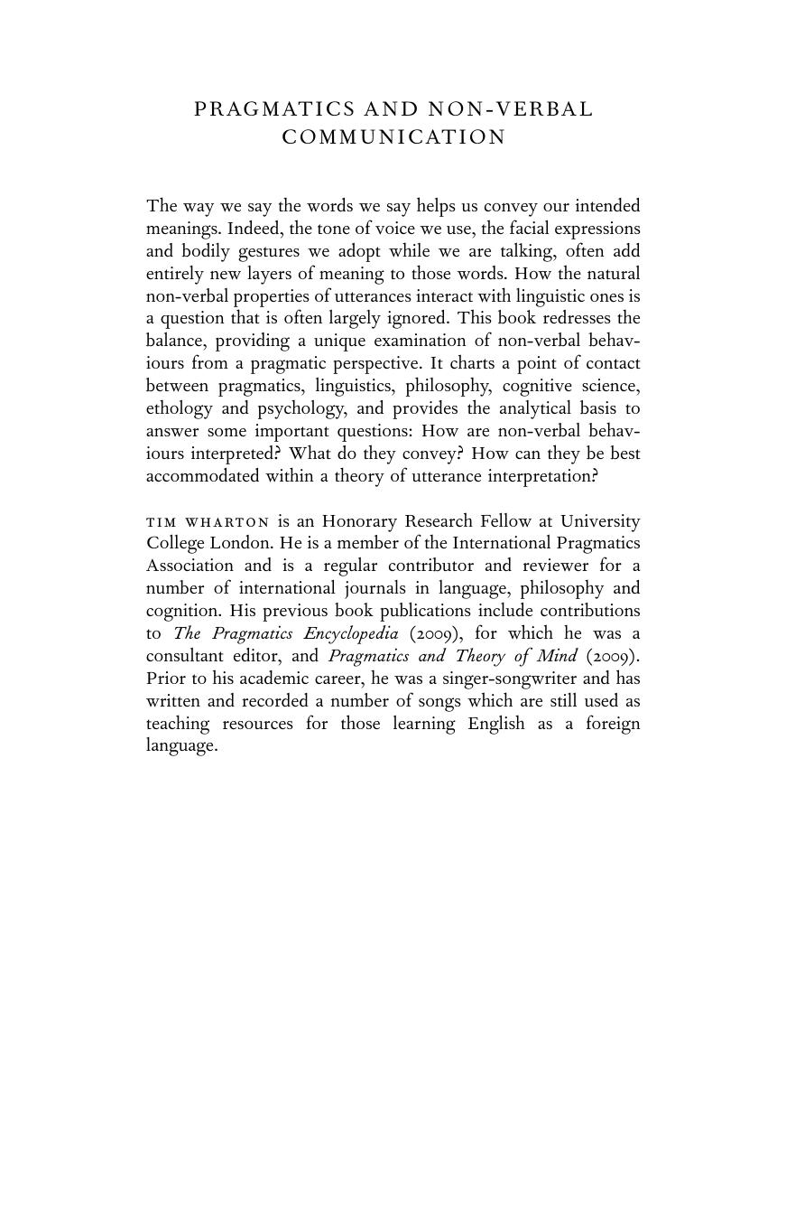 Pragmatics and Non-Verbal Communication by Tim Wharton