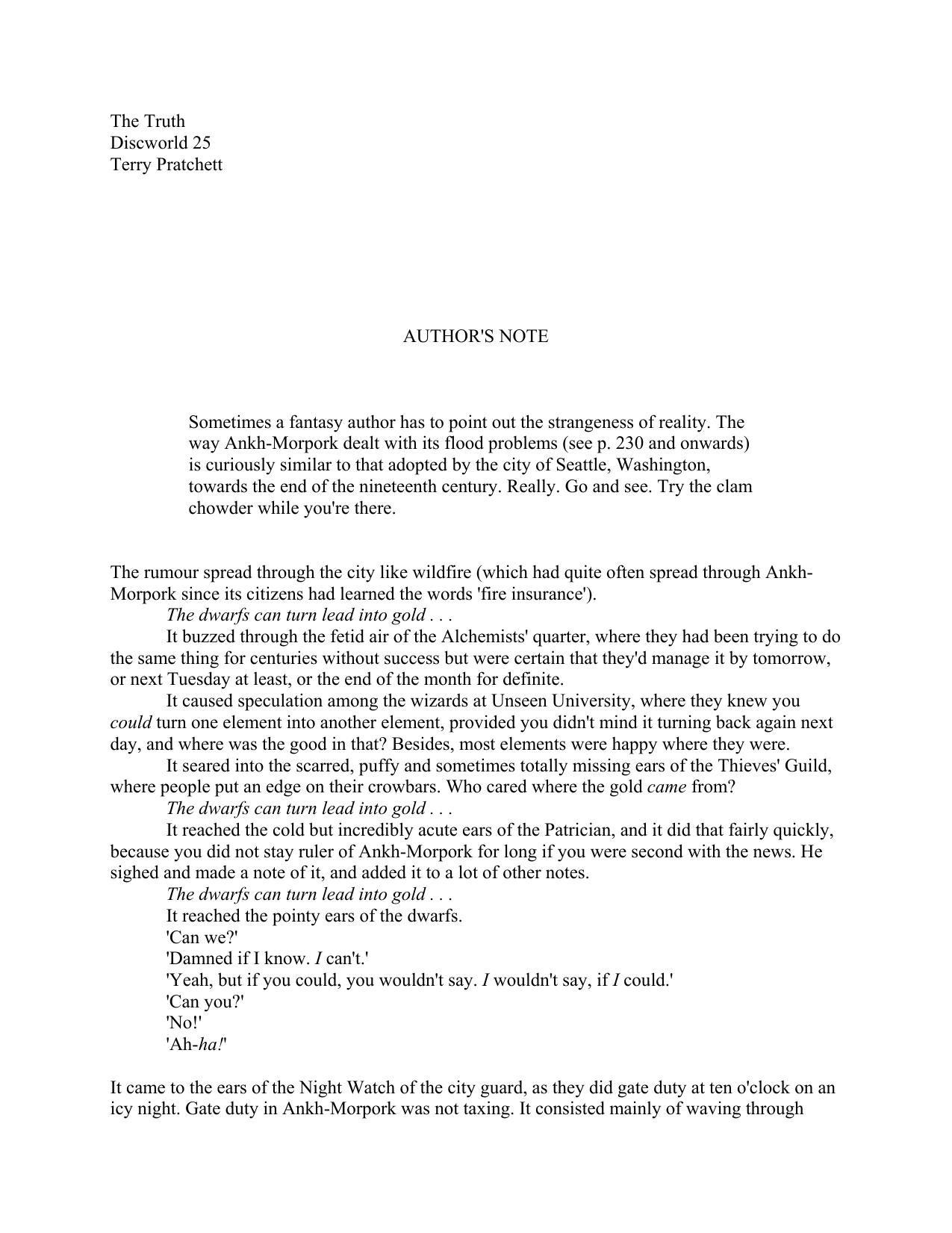 Pratchett The Truth Discworld 25 by Terry Pratchett