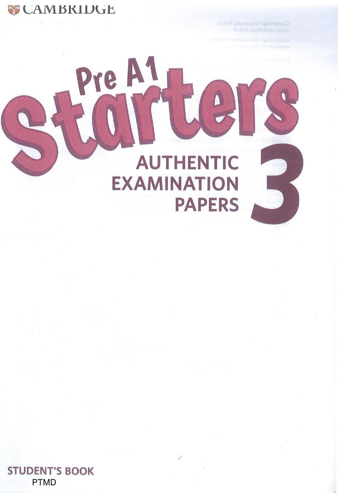 Pre A1 Starters 3 Student's Book: Authentic Examination Papers (Cambridge Young Learners English Tests) by Cambridge English Language Assessment