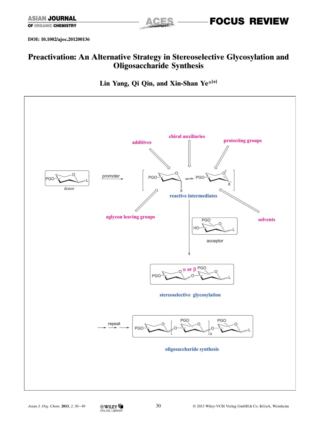 Preactivation: An Alternative Strategy in Stereoselective Glycosylation and Oligosaccharide Synthesis by Unknown