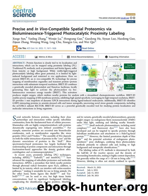 Precise and In Vivo-Compatible Spatial Proteomics via Bioluminescence-Triggered Photocatalytic Proximity Labeling by unknow
