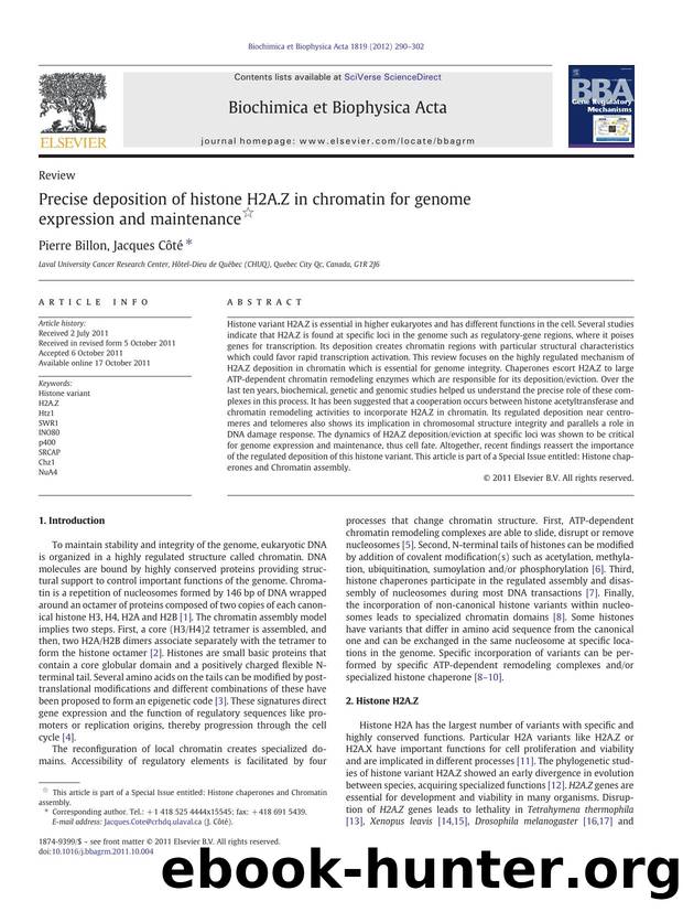 Precise deposition of histone H2A.Z in chromatin for genome expression and maintenance by Pierre Billon & Jacques Côté