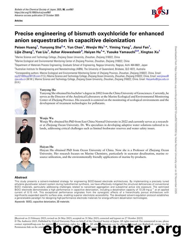 Precise engineering of bismuth oxychloride for enhanced anion sequestration in capacitive deionization by unknow