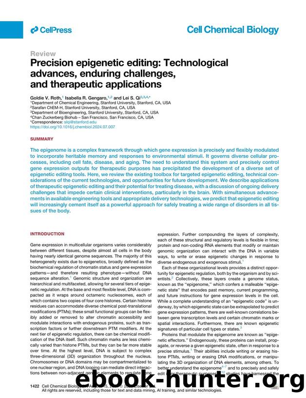 Precision epigenetic editing: Technological advances, enduring challenges, and therapeutic applications by Goldie V. Roth & Isabella R. Gengaro & Lei S. Qi