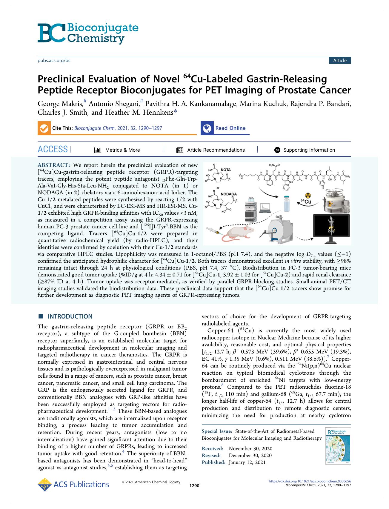 Preclinical Evaluation of Novel 64Cu-Labeled Gastrin-Releasing Peptide Receptor Bioconjugates for PET Imaging of Prostate Cancer by unknow