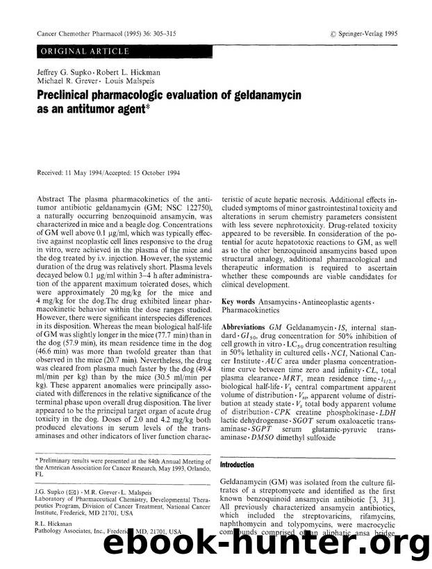 Preclinical pharmacologic evaluation of geldanamycin as an antitumor agent by Unknown