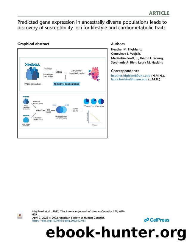 Predicted gene expression in ancestrally diverse populations leads to discovery of susceptibility loci for lifestyle and cardiometabolic traits by unknow