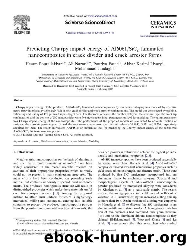 Predicting Charpy impact energy of Al6061SiCp laminated nanocomposites in crack divider and crack arrester forms by Hesam Pouraliakbar & Ali Nazari & Pouriya Fataei & Akbar Karimi Livary & Mohammad Jandaghi