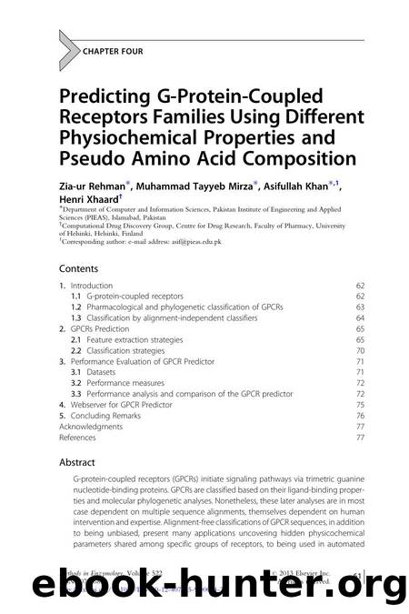 Predicting G-Protein-Coupled Receptors Families Using Different Physiochemical Properties and Pseudo Amino Acid Composition by Zia-ur Rehman & Muhammad Tayyeb Mirza & Asifullah Khan & Henri Xhaard