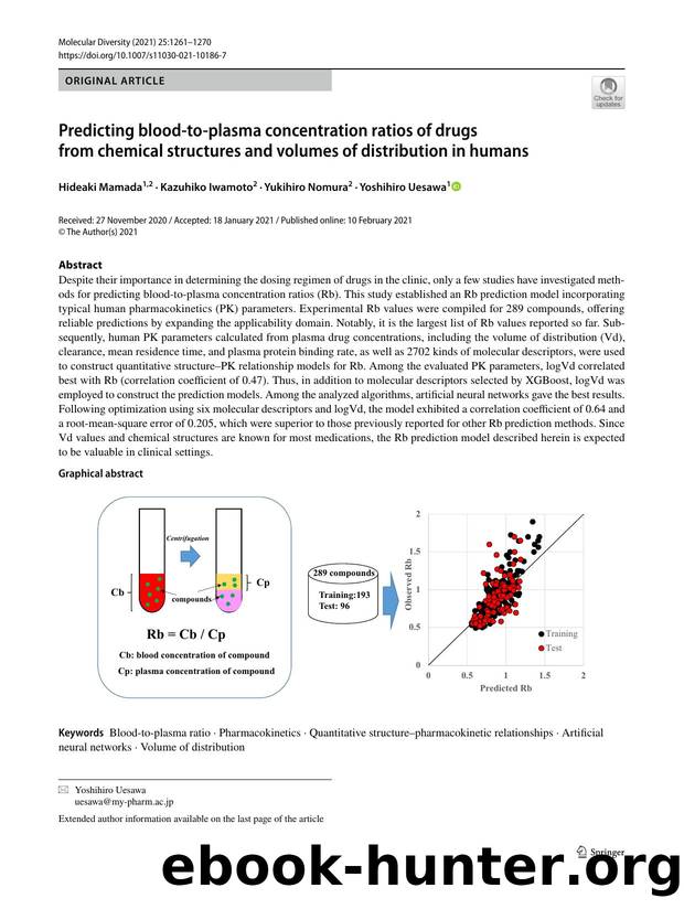 Predicting blood-to-plasma concentration ratios of drugs from chemical structures and volumes of distribution in humans by Hideaki Mamada & Kazuhiko Iwamoto & Yukihiro Nomura & Yoshihiro Uesawa