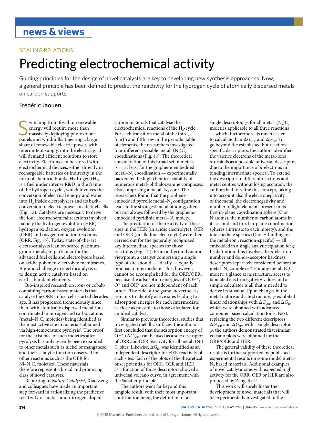 Predicting electrochemical activity by Frédéric Jaouen