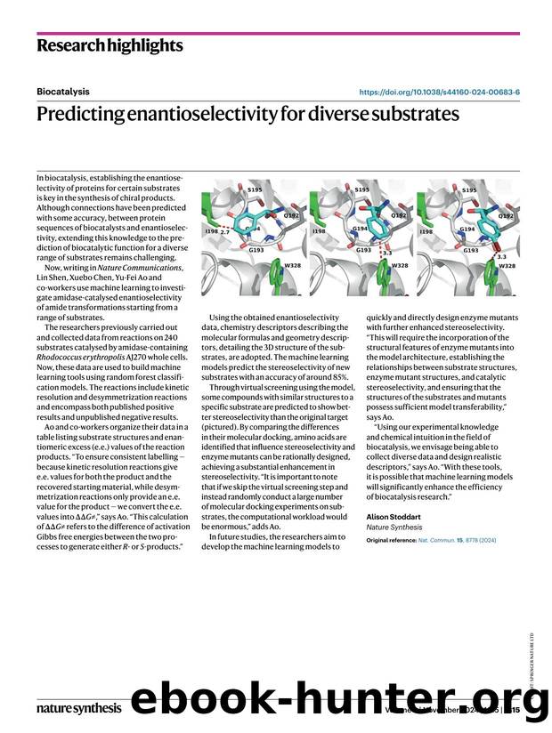 Predicting enantioselectivity for diverse substrates by Alison Stoddart