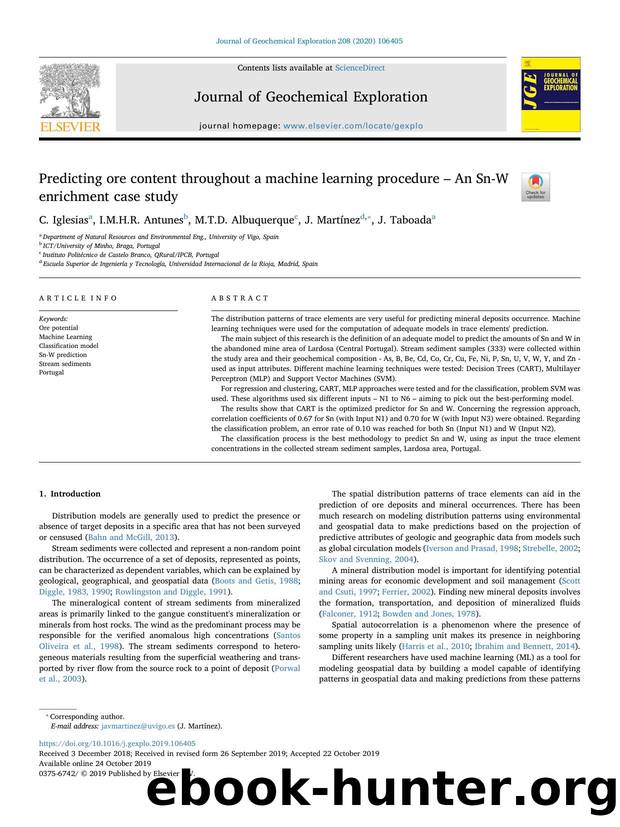 Predicting ore content throughout a machine learning procedure â An Sn-W enrichment case study by C. Iglesias