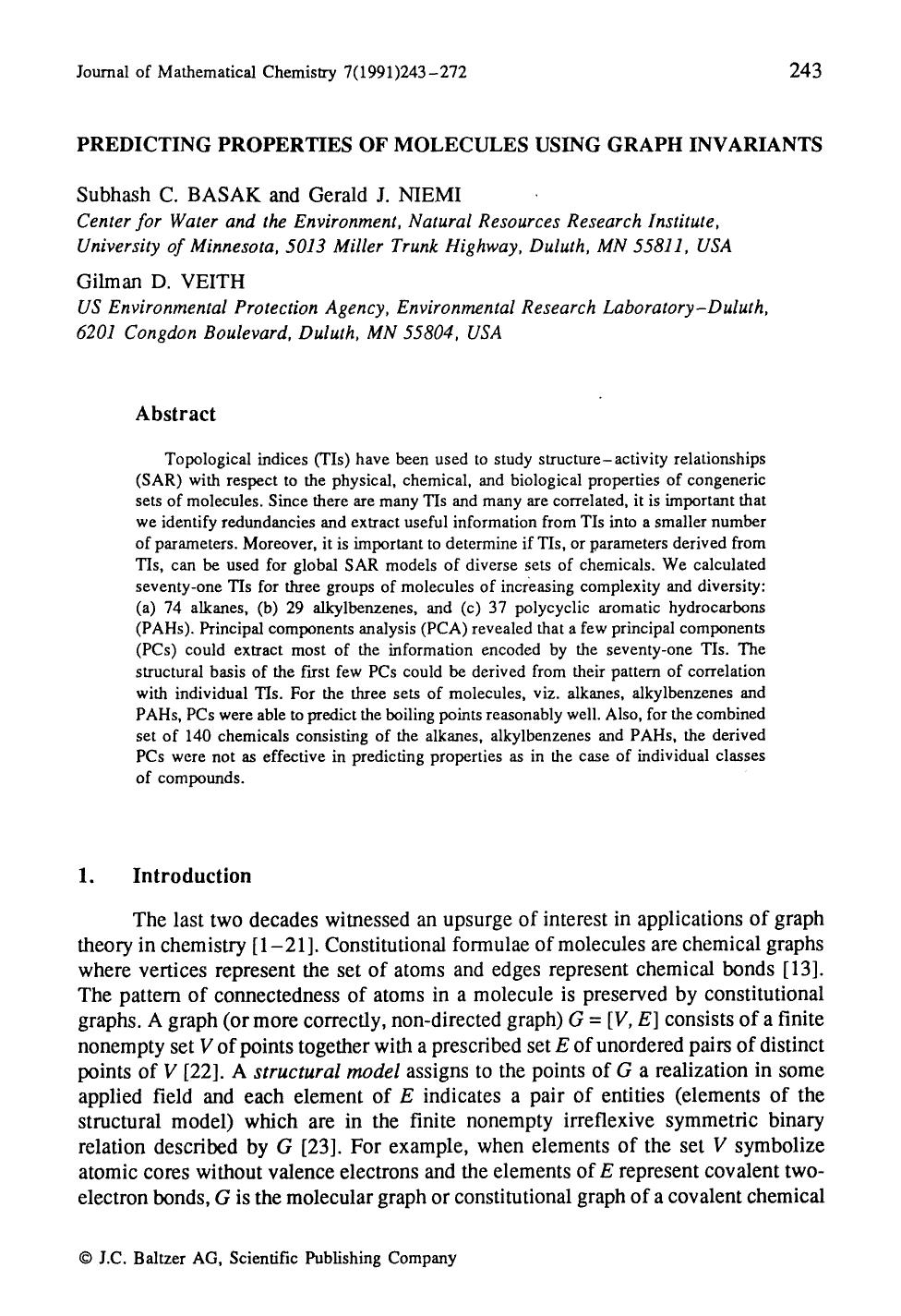 Predicting properties of molecules using graph invariants by Unknown