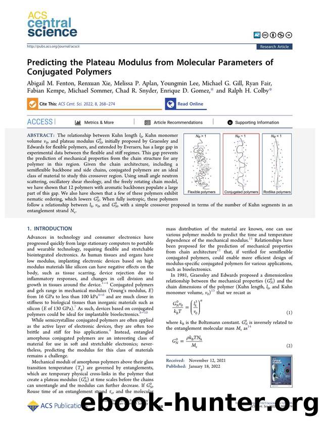 Predicting the Plateau Modulus from Molecular Parameters of Conjugated Polymers by unknow