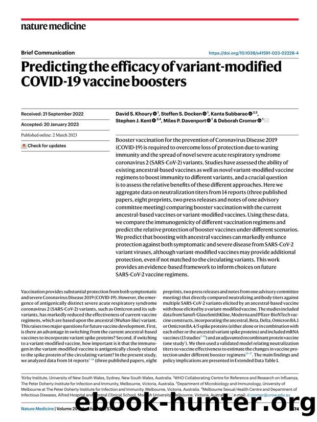 Predicting the efficacy of variant-modified COVID-19 vaccine boosters by unknow