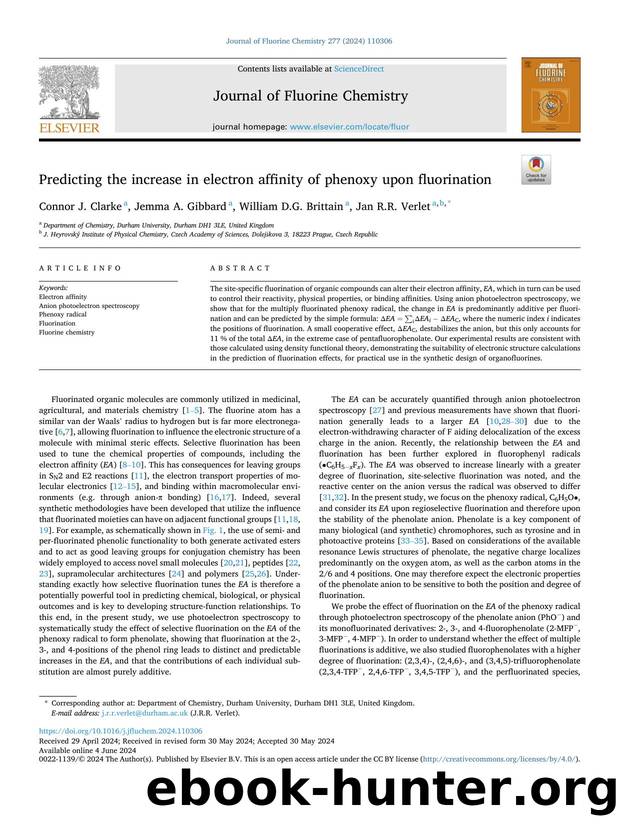 Predicting the increase in electron affinity of phenoxy upon fluorination by Connor J. Clarke & Jemma A. Gibbard & William D.G. Brittain & Jan R.R. Verlet