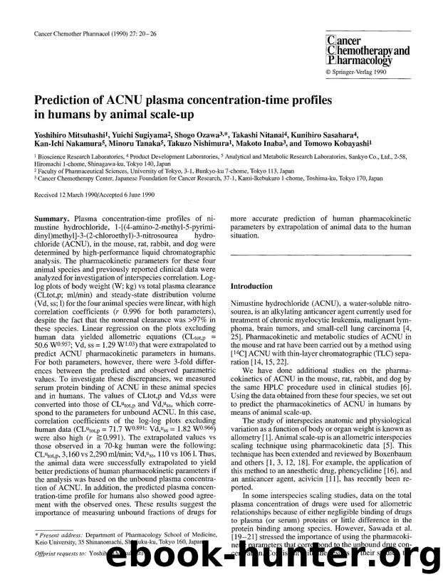 Prediction of ACNU plasma concentration-time profiles in humans by animal scale-up by Unknown