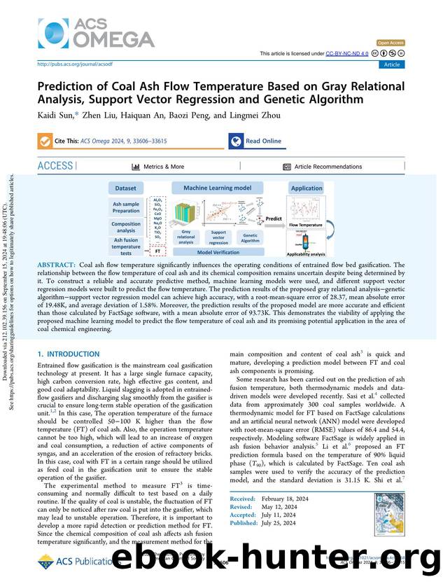 Prediction of Coal Ash Flow Temperature Based on Gray Relational Analysis, Support Vector Regression and Genetic Algorithm by Kaidi Sun Zhen Liu Haiquan An Baozi Peng & Lingmei Zhou