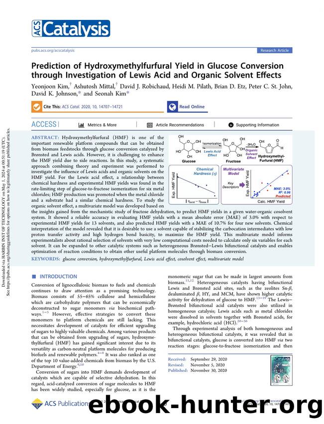 Prediction of Hydroxymethylfurfural Yield in Glucose Conversion through Investigation of Lewis Acid and Organic Solvent Effects by unknow