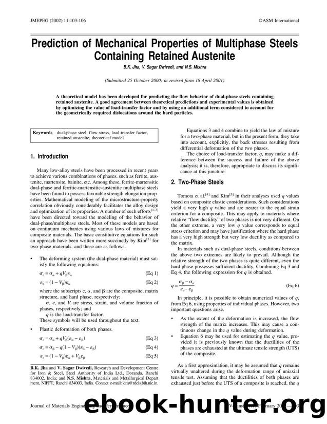 Prediction of mechanical properties of multiphase steels containing retained austenite by Unknown