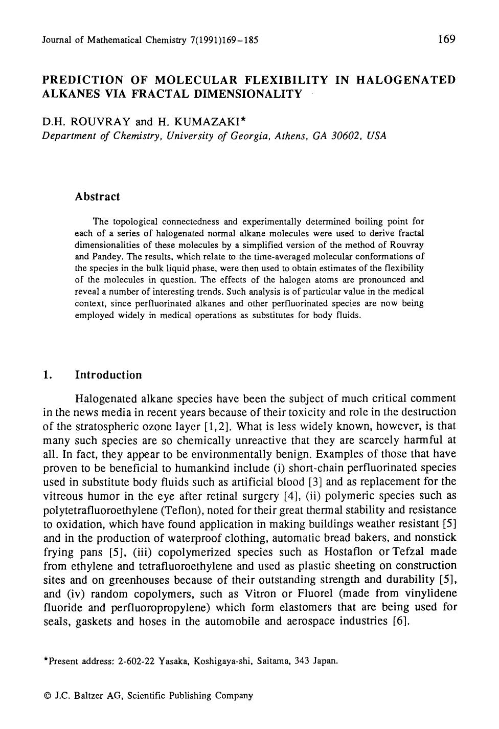 Prediction of molecular flexibility in halogenated alkanes via fractal dimensionality by Unknown