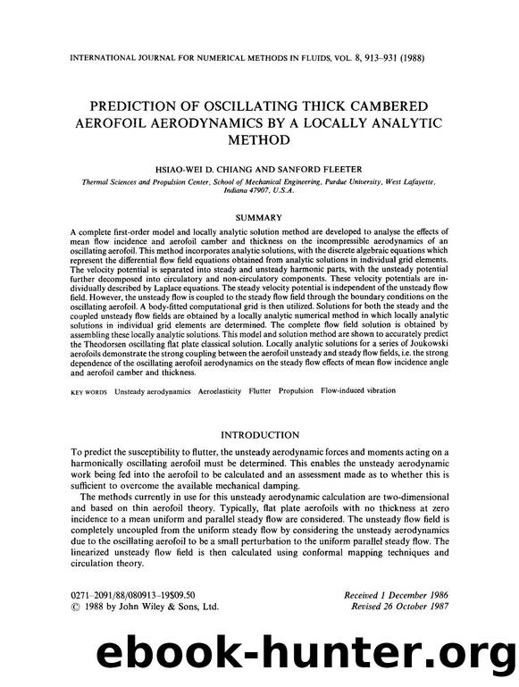Prediction of oscillating thick cambered aerofoil aerodynamics by a locally analytic method by Unknown