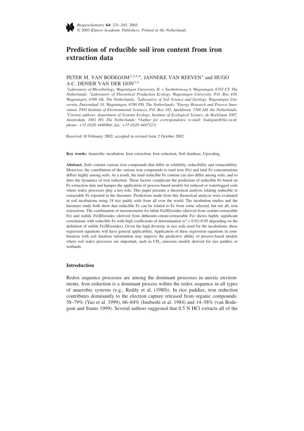 Prediction of reducible soil iron content from iron extraction data by Unknown
