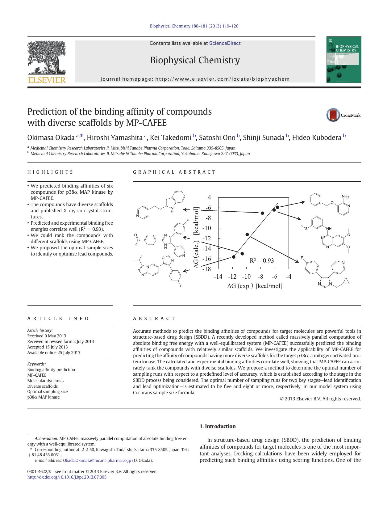 Prediction of the binding affinity of compounds with diverse scaffolds by MP-CAFEE by Okimasa Okada & Hiroshi Yamashita & Kei Takedomi & Satoshi Ono & Shinji Sunada & Hideo Kubodera
